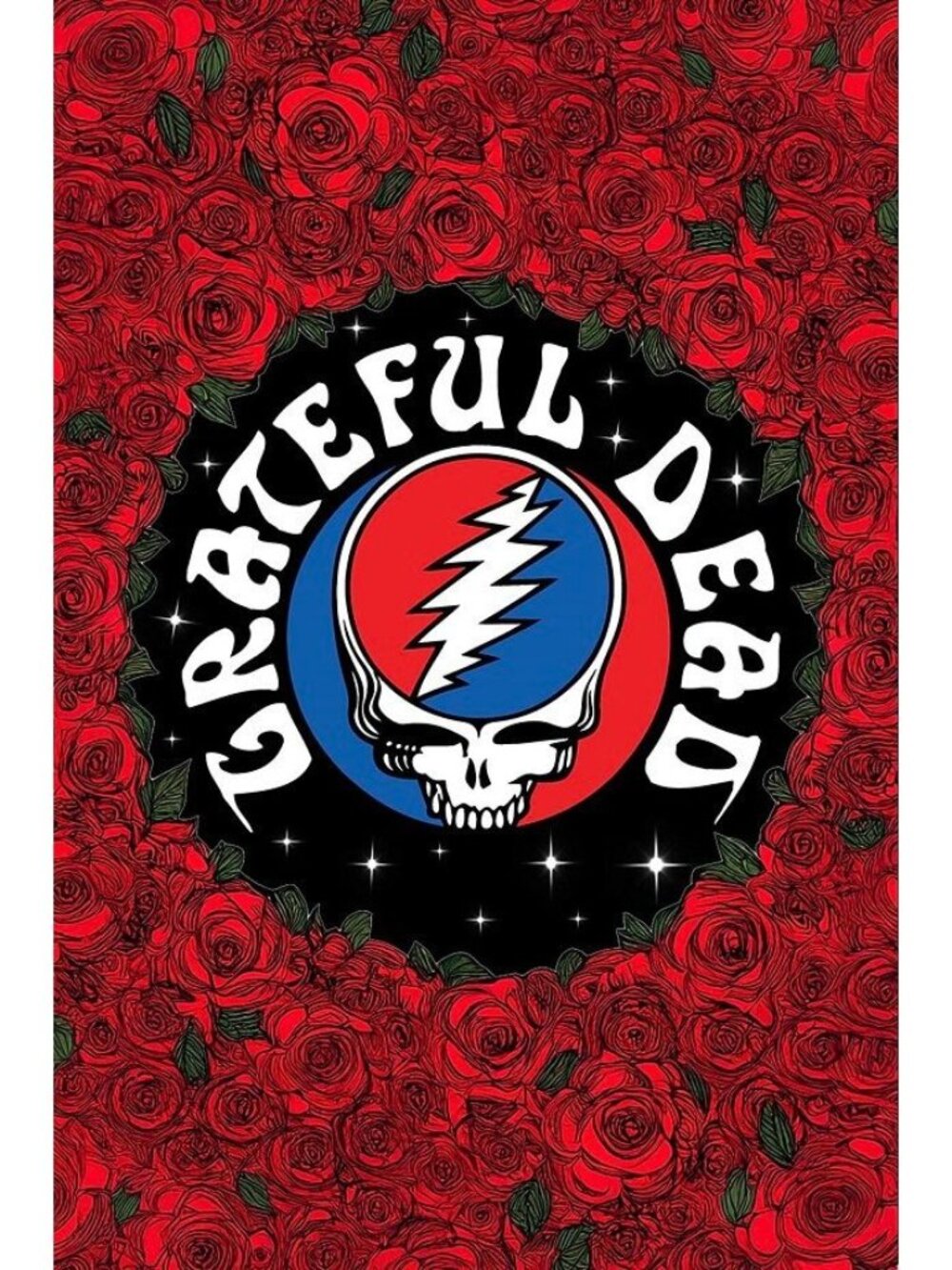 Steal Your Face Red Roses Grateful Dead Skull Wall Hanging Gift Tapestry 60x90